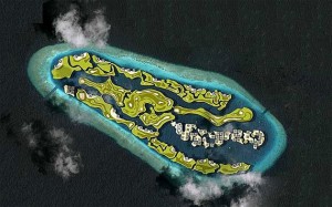 floating golf course in the maldives